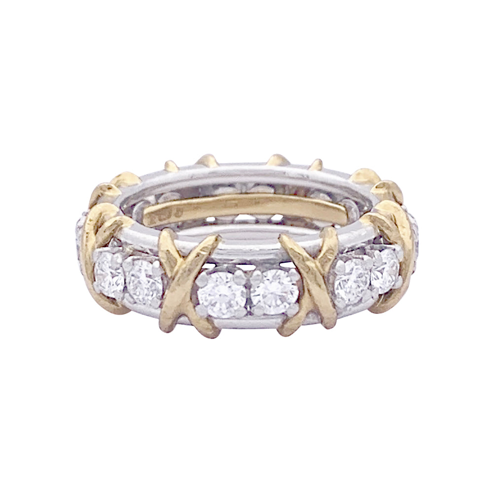 Bague Tiffany & Co. "Sixteen Stones Jean Schlumberger" or jaune, platine, diamants.