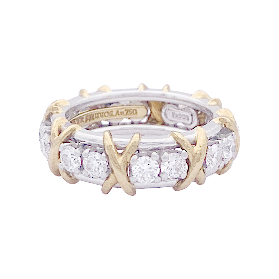 Tiffany & Co. "Sixteen Stones Jean Schlumberger" ring in yellow gold, platinum, and diamonds.