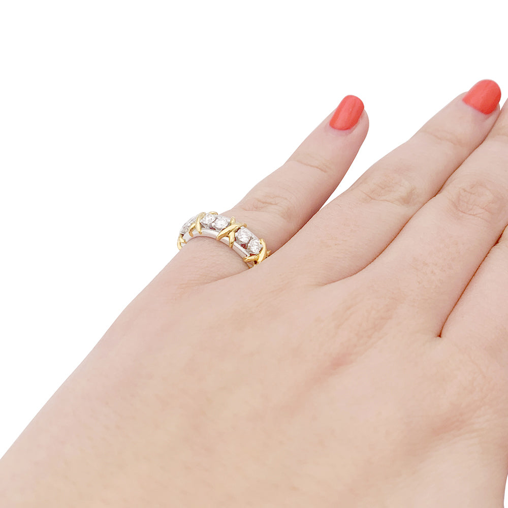 Tiffany & Co. "Sixteen Stones Jean Schlumberger" ring in yellow gold, platinum, and diamonds.