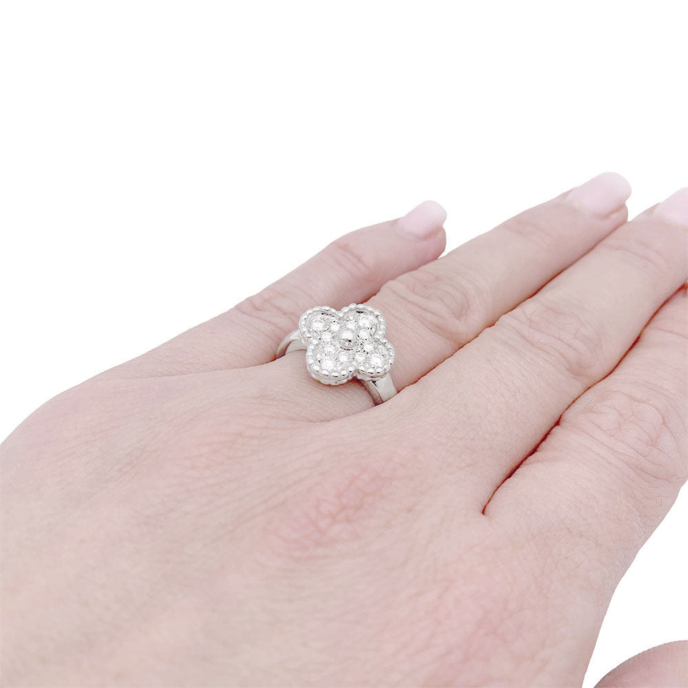 Van Cleef & Arpels "Vintage Alhambra" ring, in white gold, diamonds.