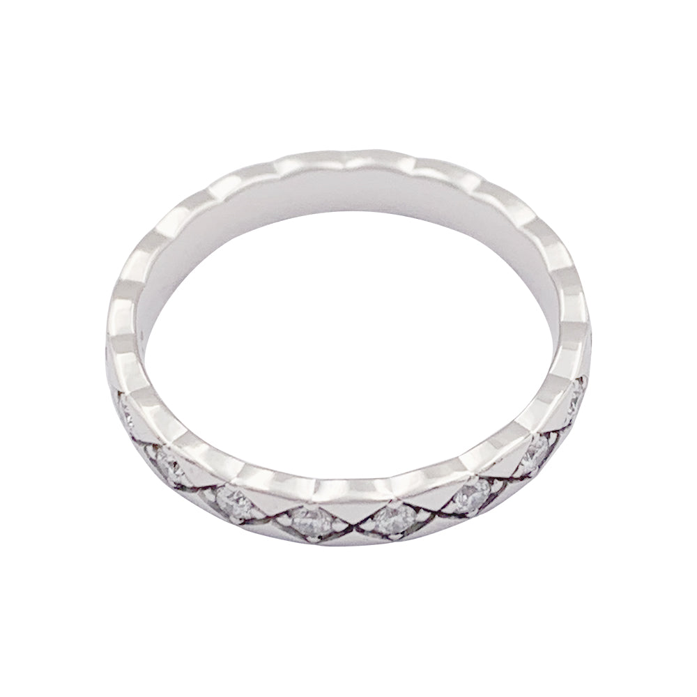Bague alliance Chanel, "Coco Crush", or blanc, diamants.