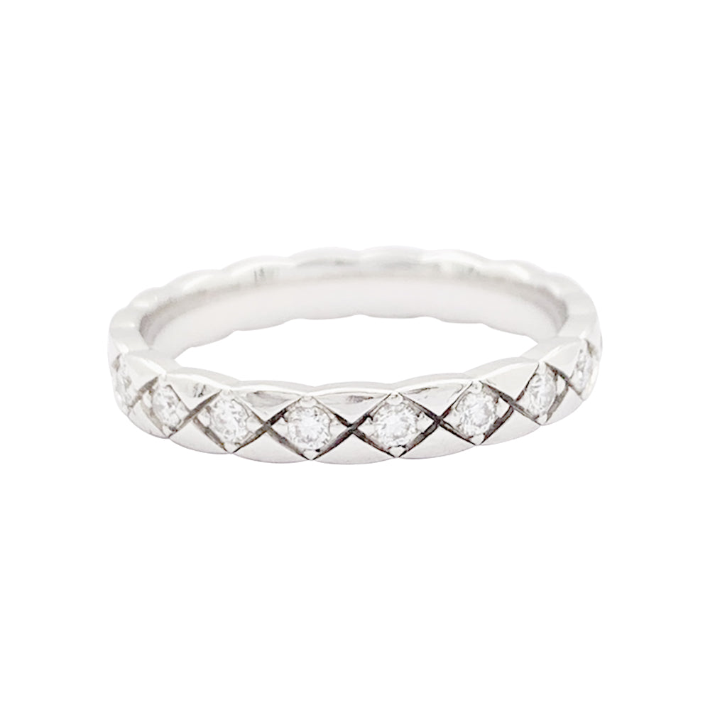 Bague alliance Chanel, "Coco Crush", or blanc, diamants.