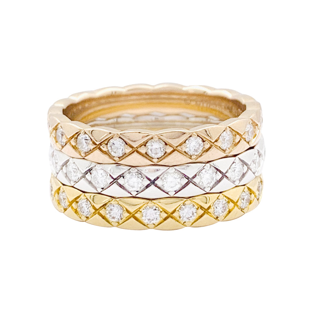 Bague alliance Chanel, "Coco Crush", or rose, diamants.