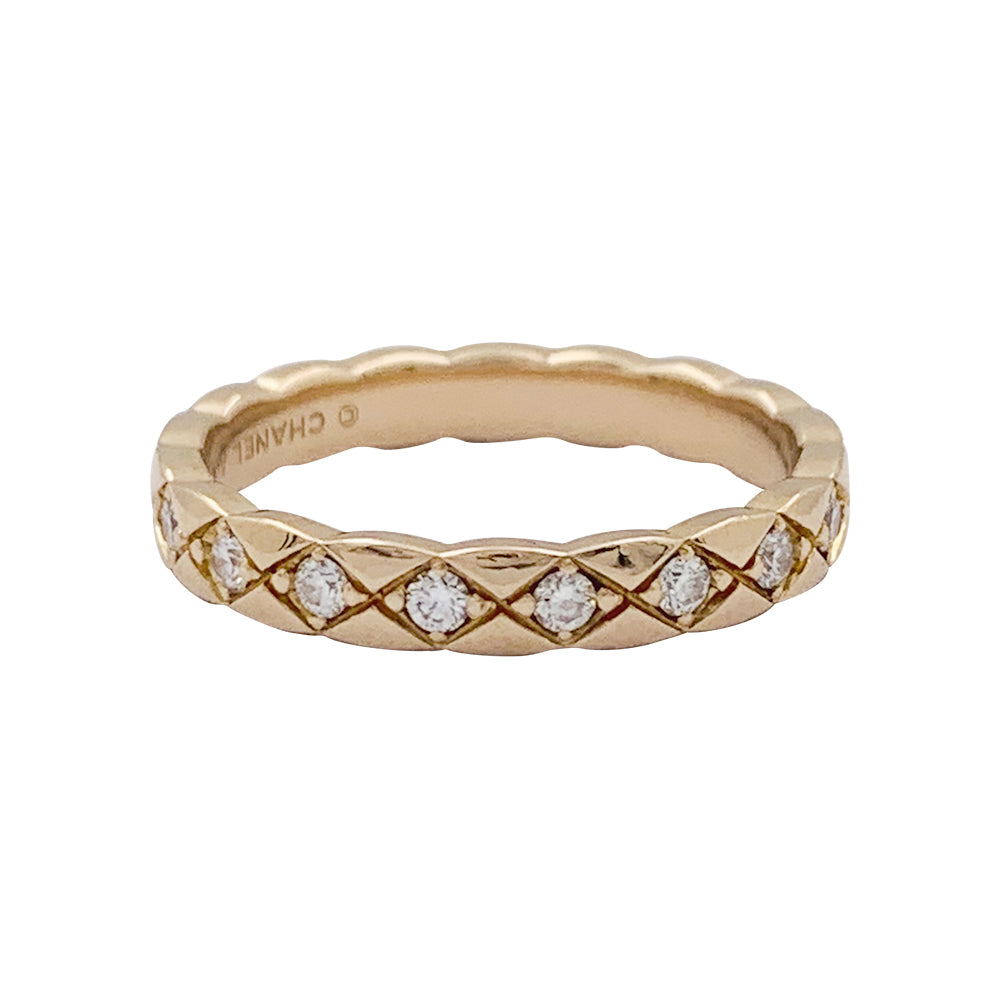 Bague alliance Chanel, "Coco Crush", or rose, diamants.