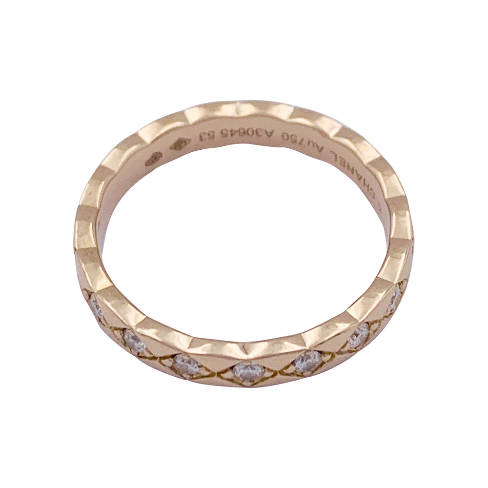 Bague alliance Chanel, "Coco Crush", or rose, diamants.