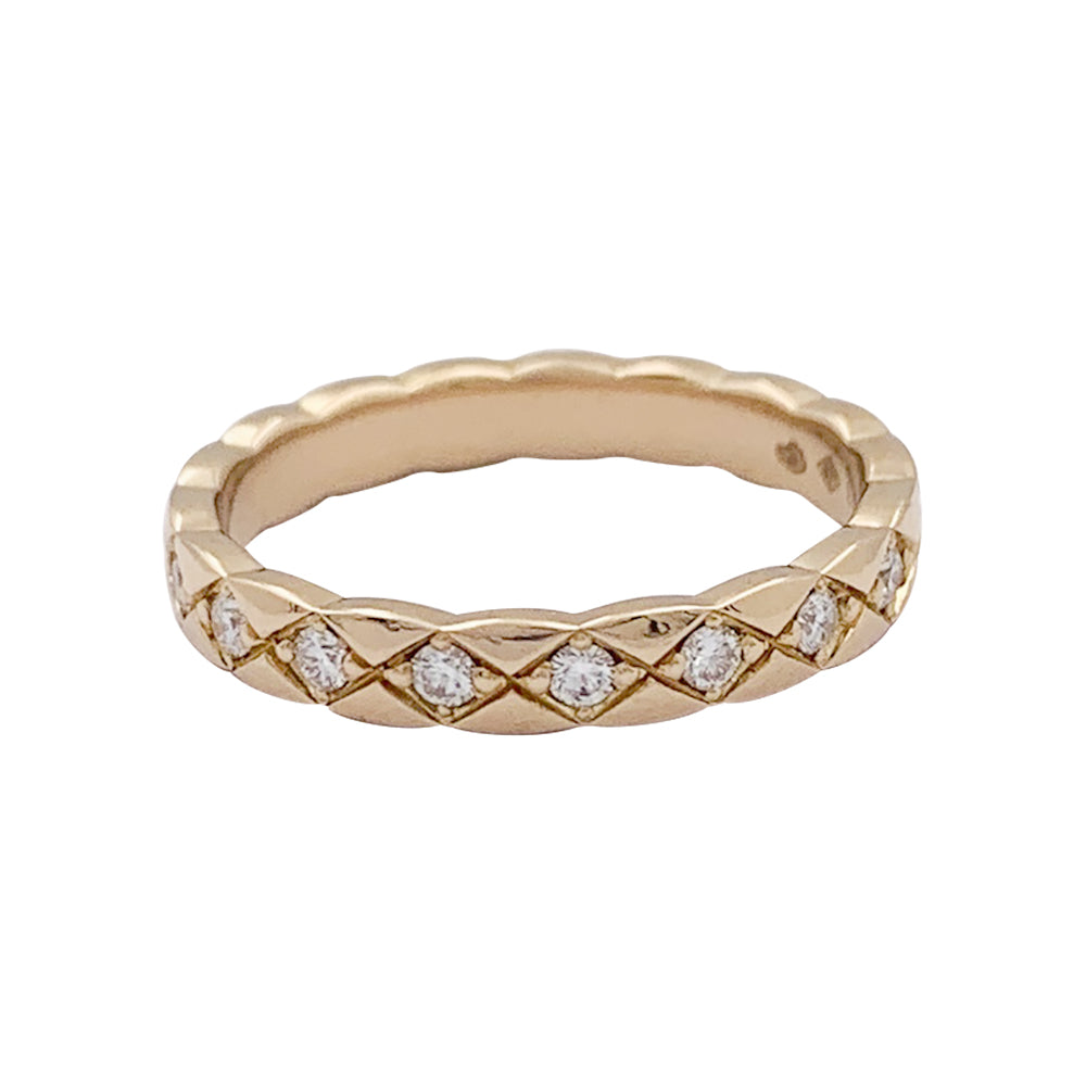 Bague alliance Chanel, "Coco Crush", or rose, diamants.