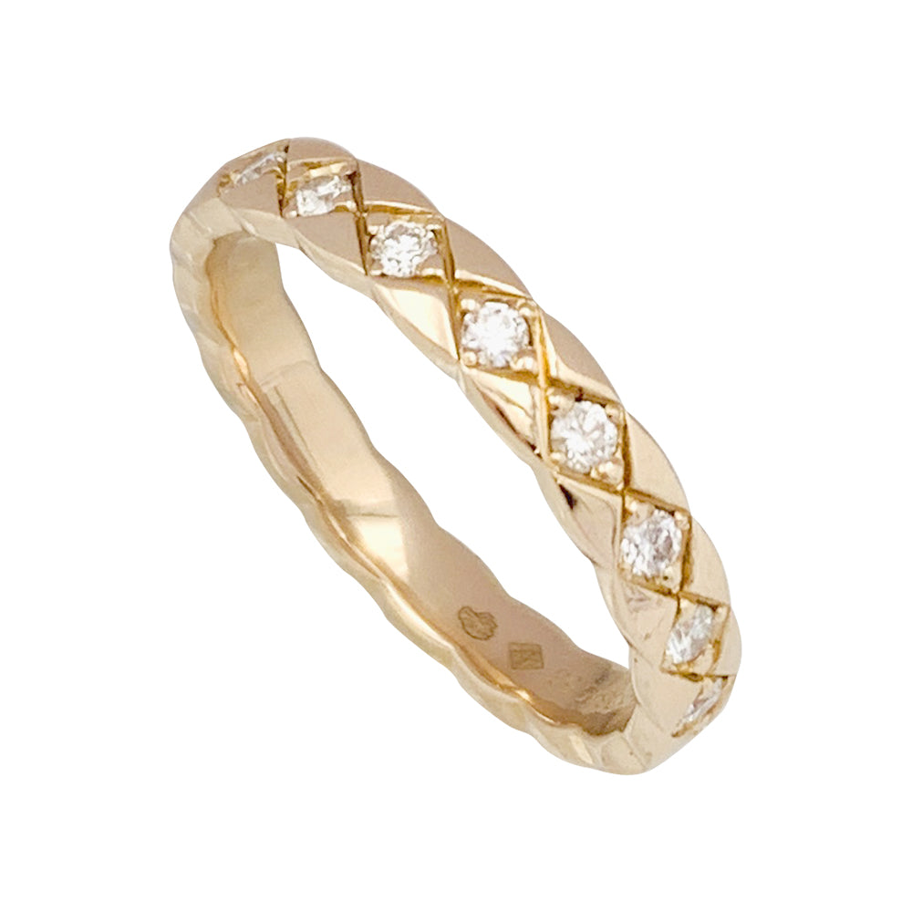 Bague alliance Chanel, "Coco Crush", or rose, diamants.