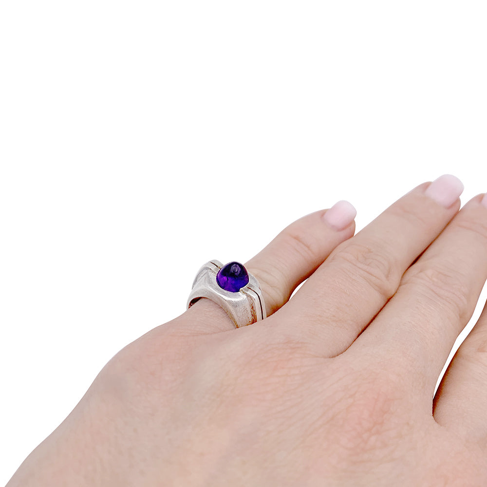 Bague attribuée à Boivin, argent et améthyste