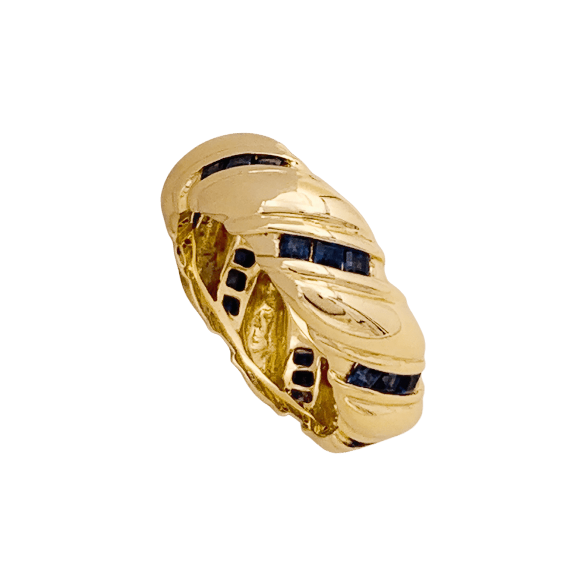 Bague vintage POIRAY, or jaune, saphirs calibrés. - Maison Eloe