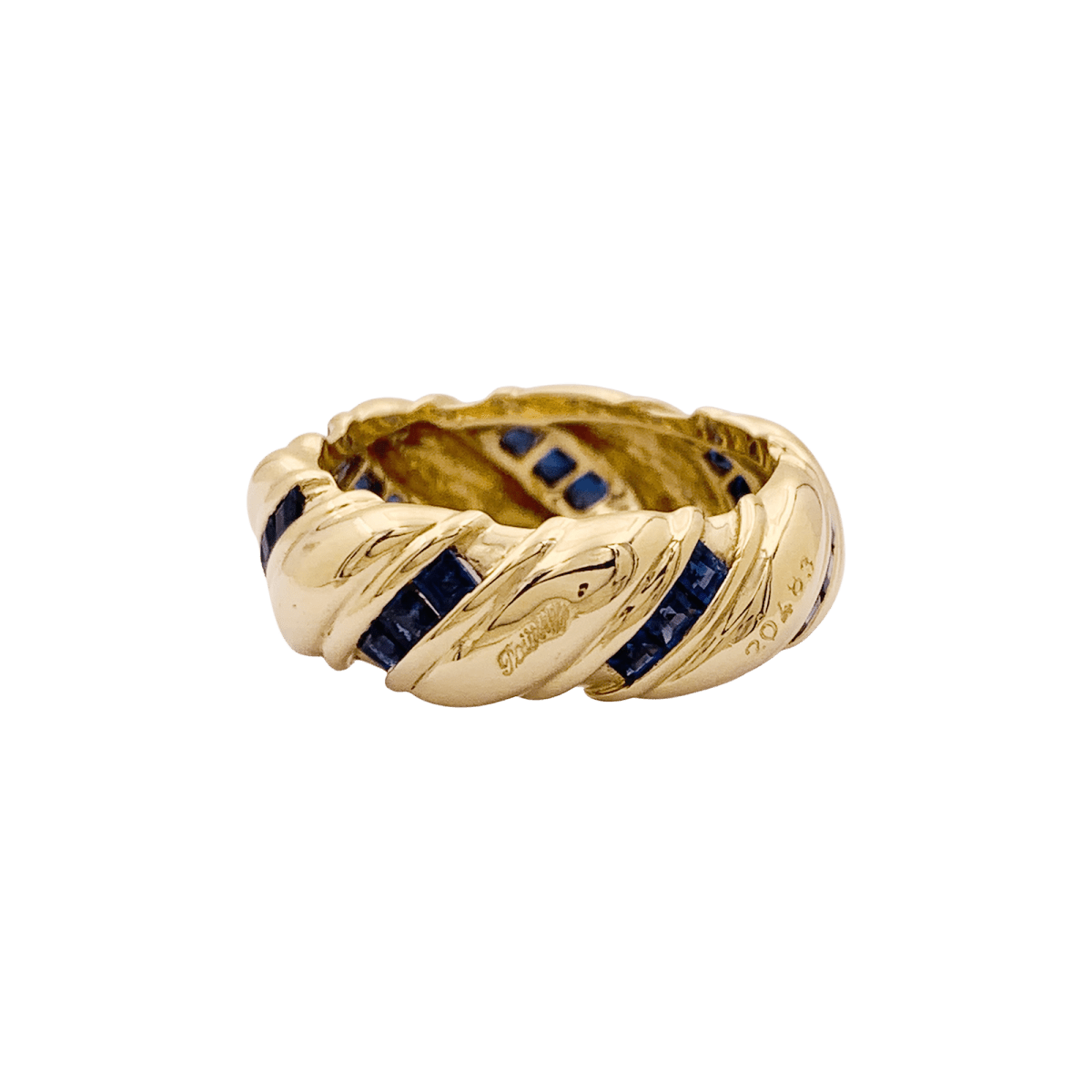 Bague vintage POIRAY, or jaune, saphirs calibrés. - Maison Eloe