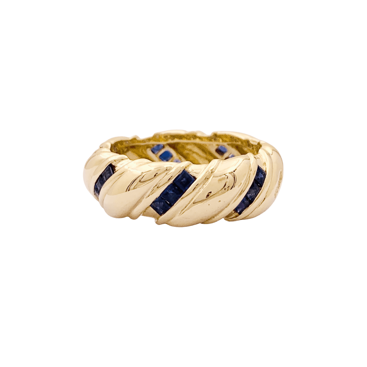 Bague vintage POIRAY, or jaune, saphirs calibrés. - Maison Eloe