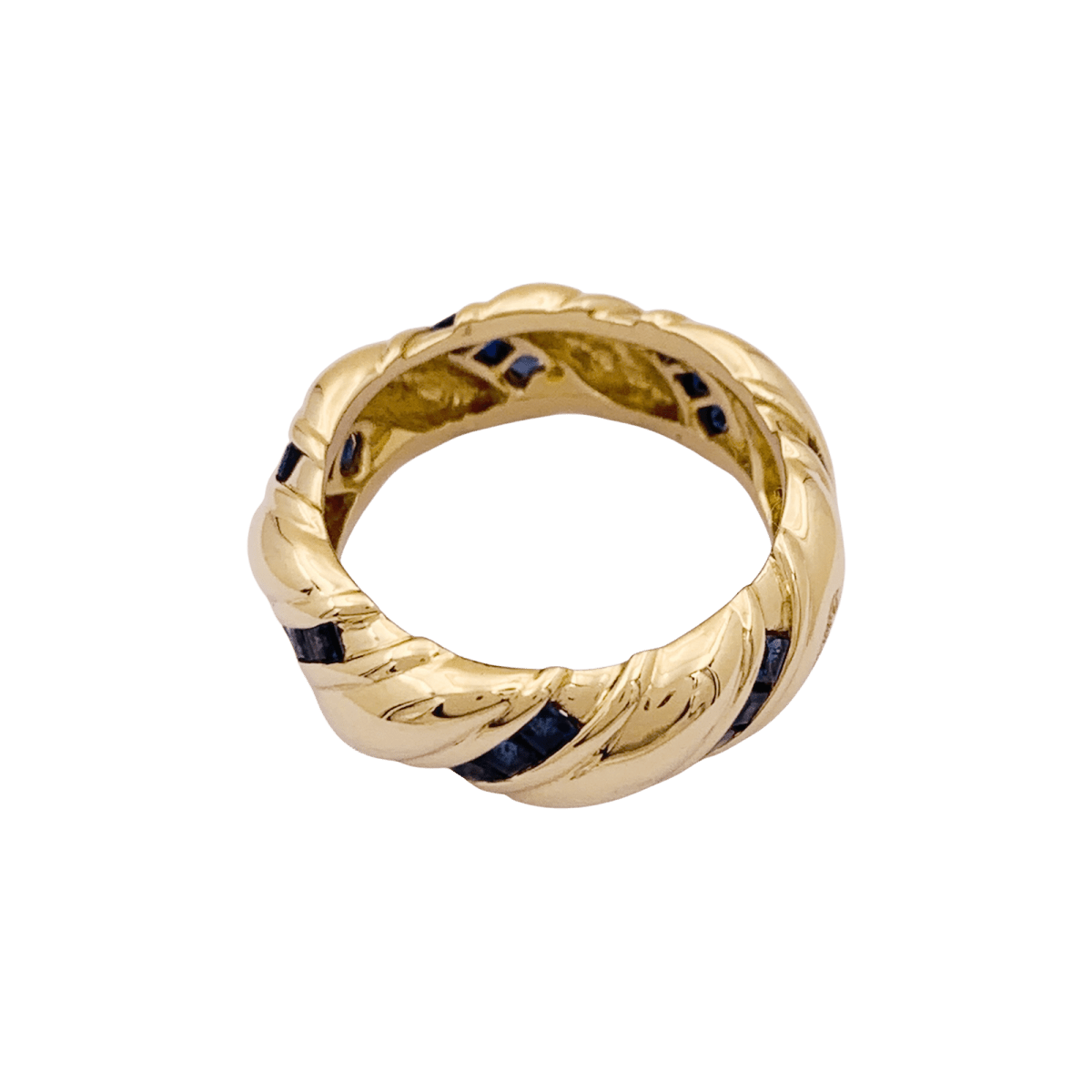 Bague vintage POIRAY, or jaune, saphirs calibrés. - Maison Eloe