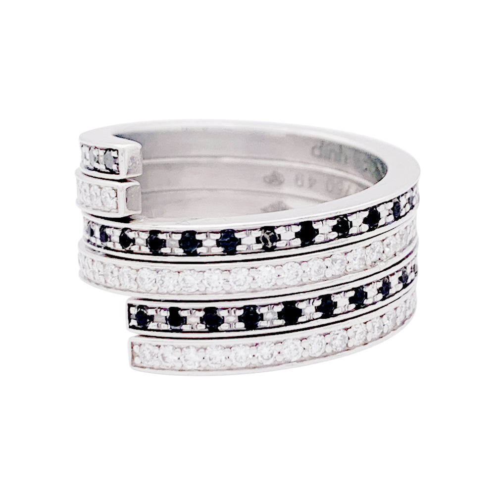 Dinh Van rings, "Spirale", white gold, diamonds and black diamonds.