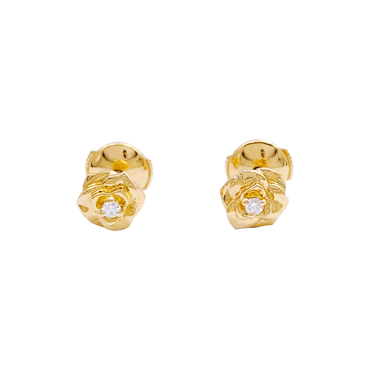 Boucles d'oreilles, "Rose Piaget", or jaune, diamants. - Maison Eloe