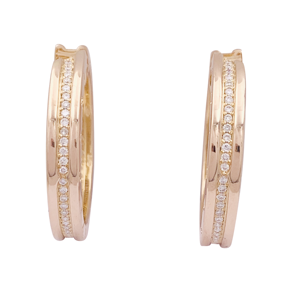 Boucles d'oreilles Bulgari, "Bulgari-Bulgari", or rose, diamants.