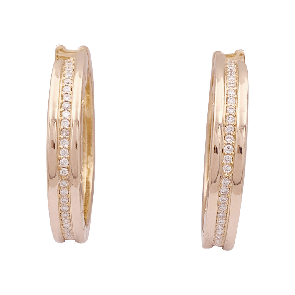 Boucles d'oreilles Bulgari, "Bulgari - Bulgari", or rose, diamants. - Maison Eloe