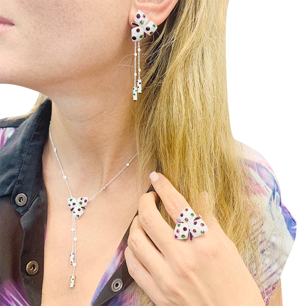 Cartier necklace, "Caresses d'Orchidées", white gold and colored stones.