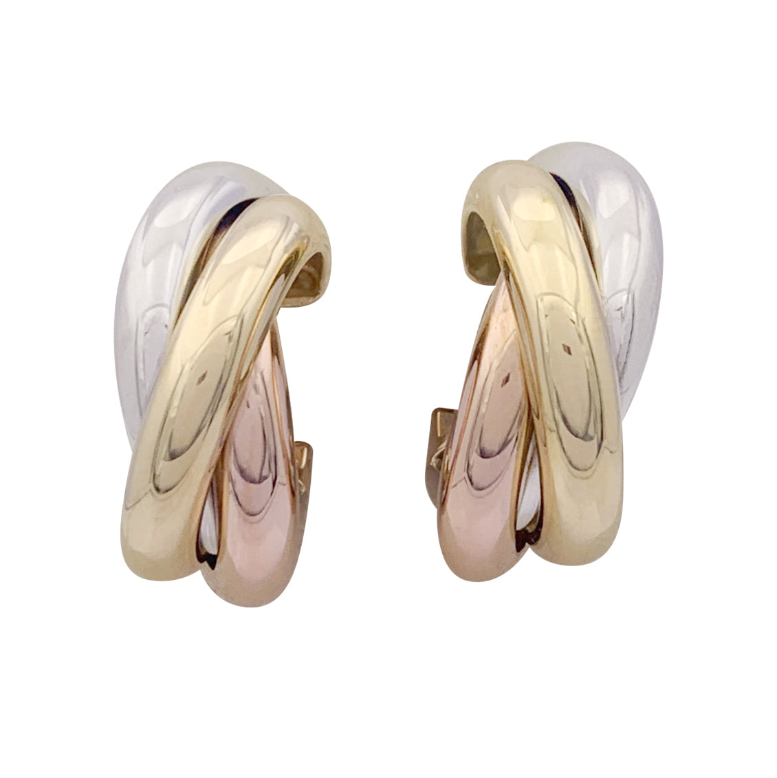 Boucles d'oreilles Cartier "Trinity" trois ors.