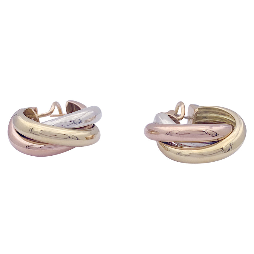 Boucles d'oreilles Cartier "Trinity" trois ors.