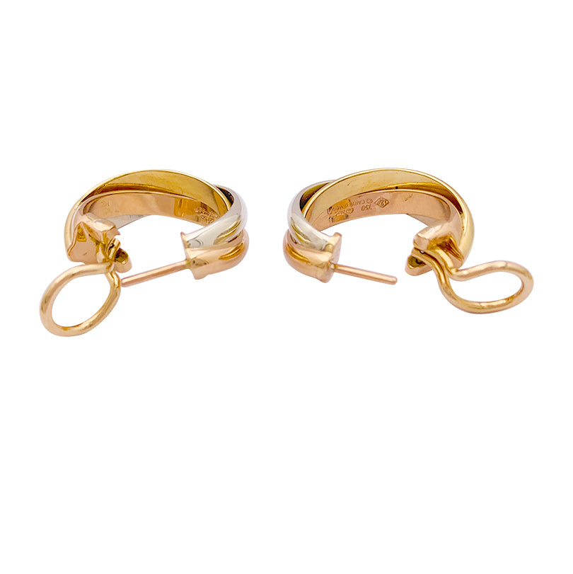 Cartier "Trinity" earrings, three golds.