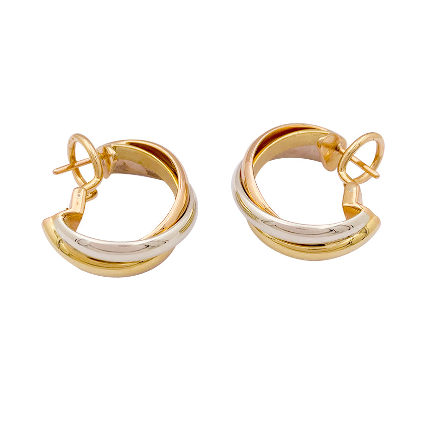 Cartier "Trinity" earrings, three golds.