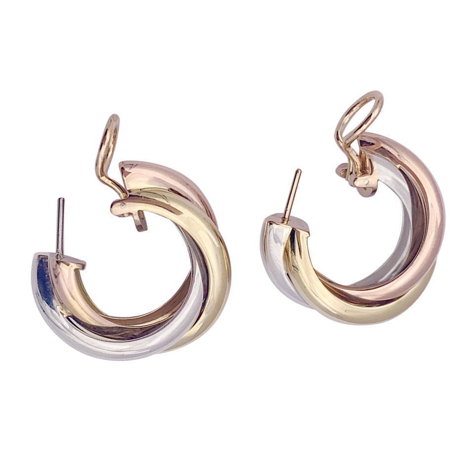 Cartier "Trinity" earrings in three golds.