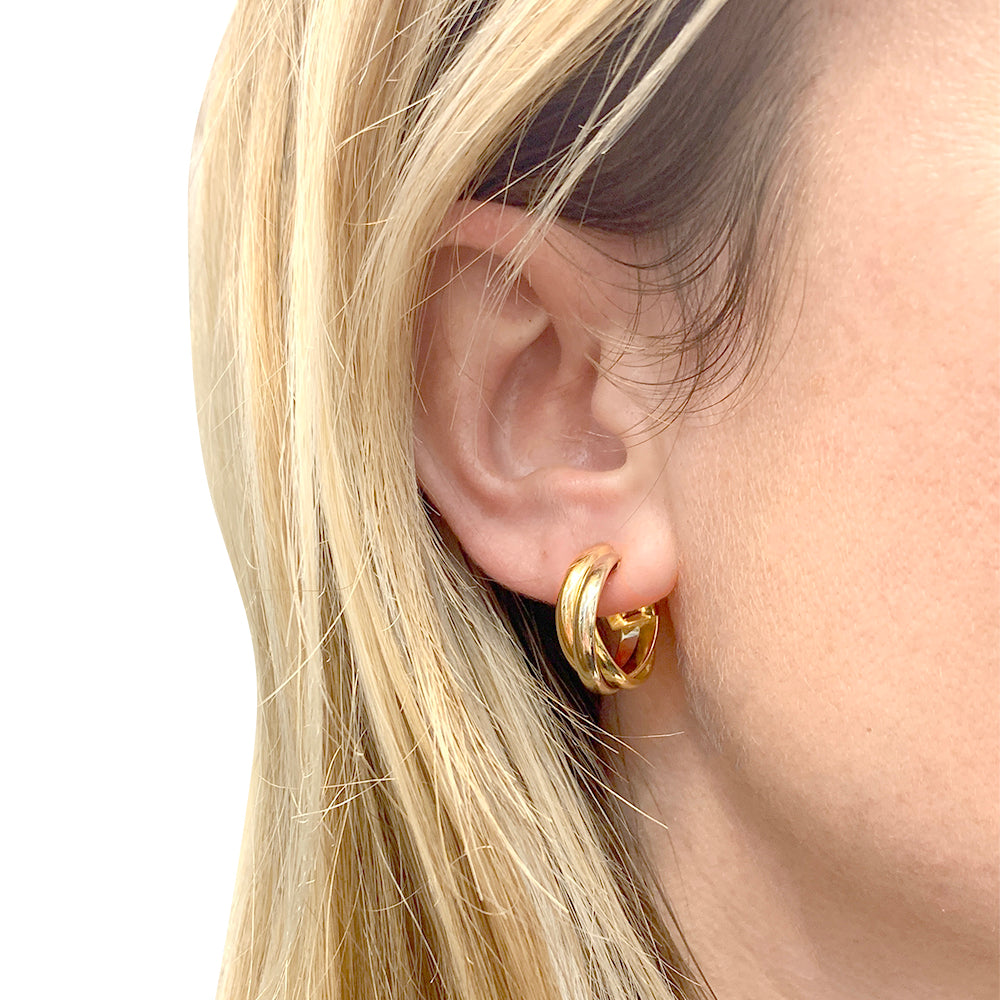 Cartier "Trinity" earrings, three golds.