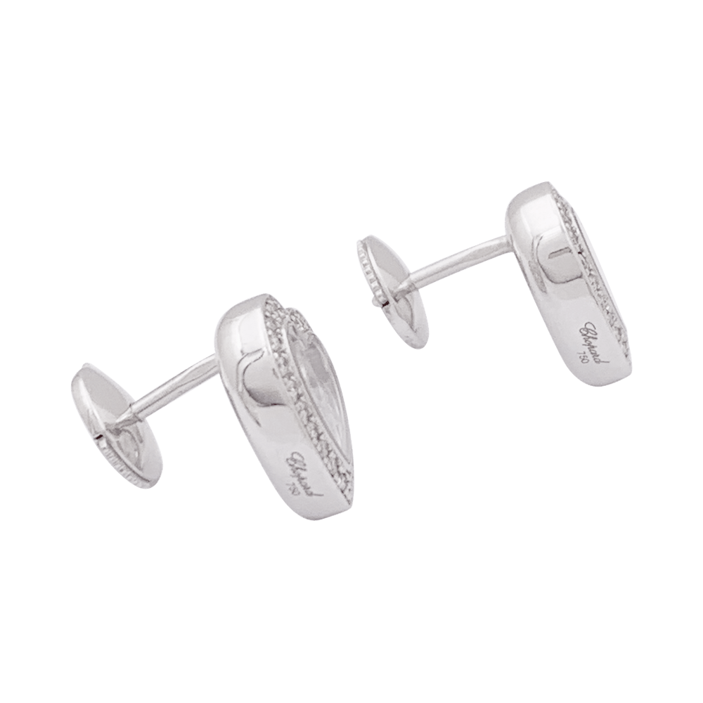 Boucles d'oreilles Chopard "Happy Diamonds" or blanc, diamants. - Maison Eloe