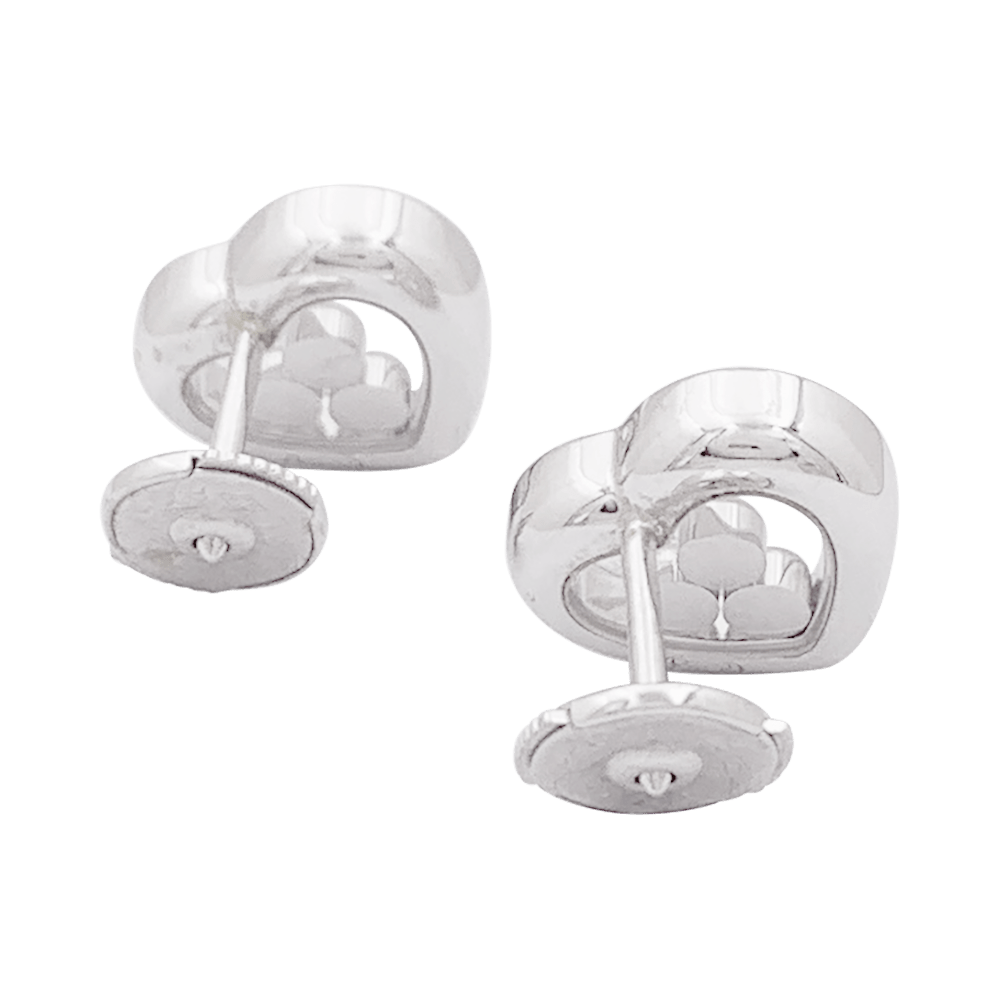 Boucles d'oreilles Chopard "Happy Diamonds" or blanc, diamants. - Maison Eloe