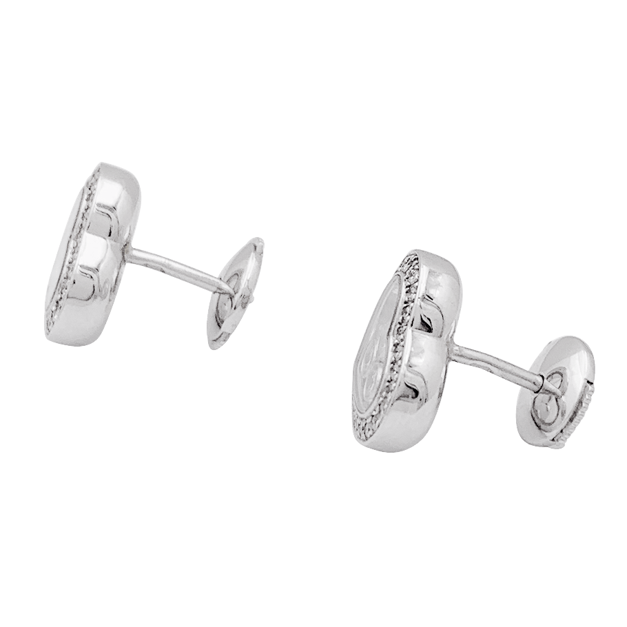 Boucles d'oreilles Chopard "Happy Diamonds" or blanc, diamants. - Maison Eloe