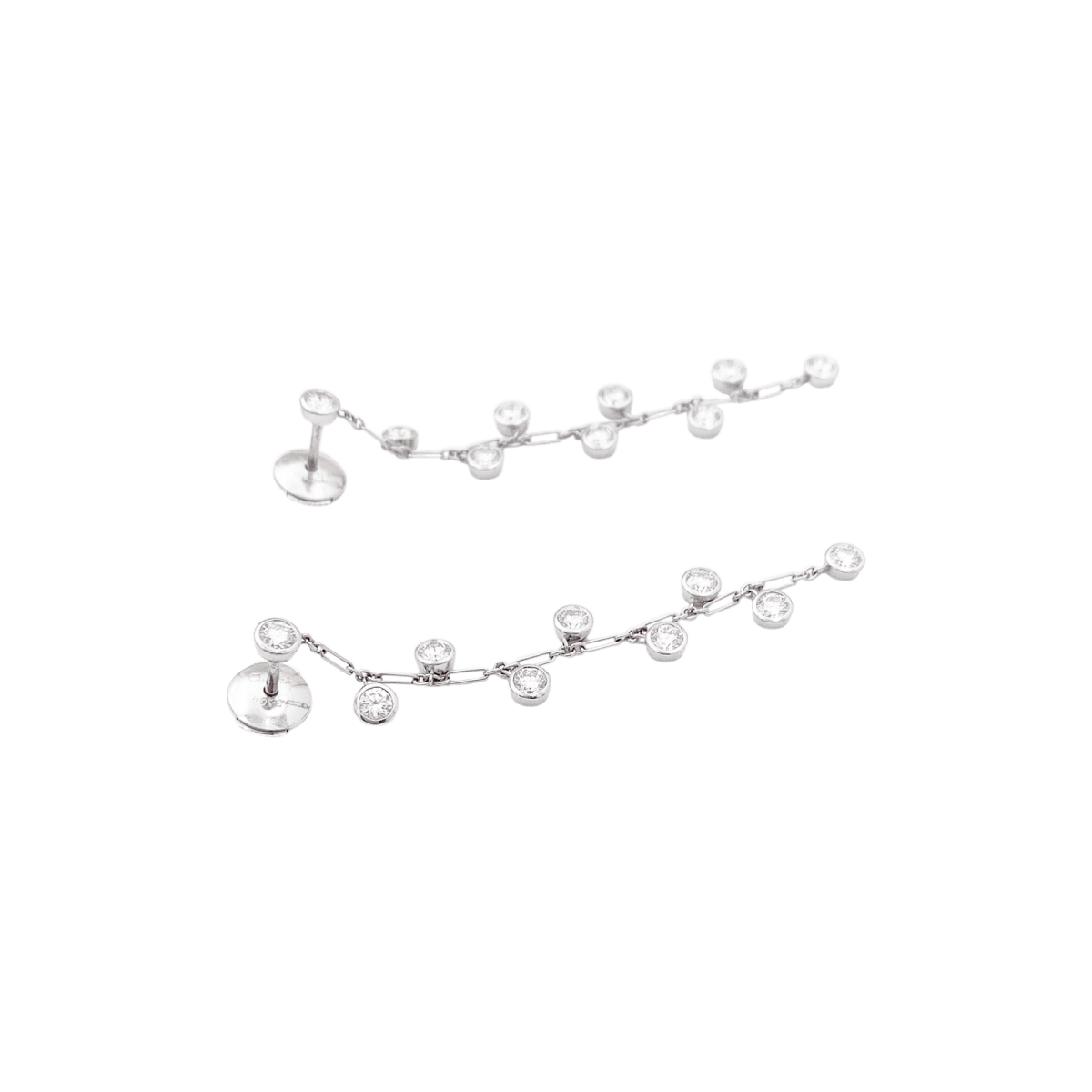 Boucles d'oreilles Dior "Baby diamants", or blanc et diamants. - Maison Eloe