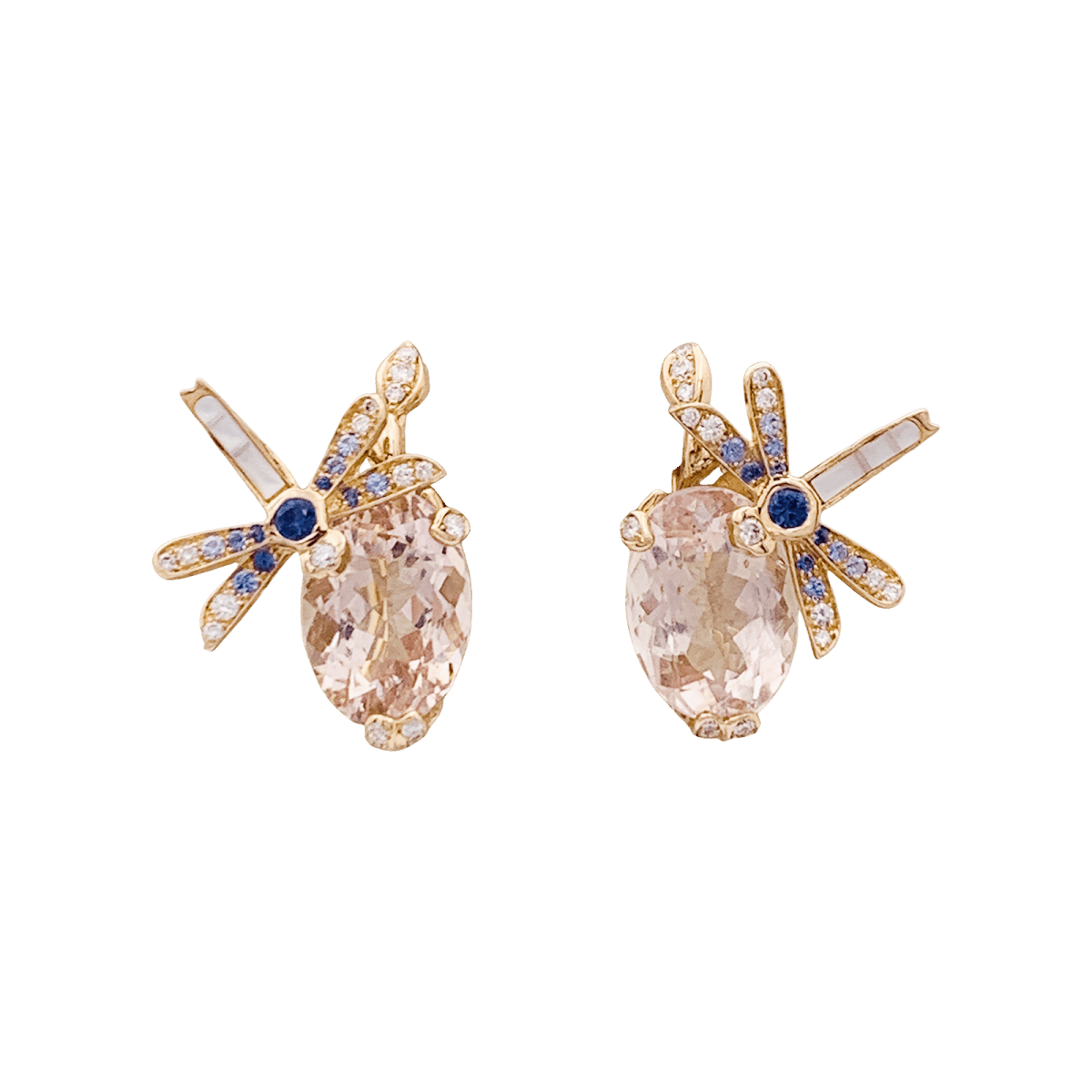 Boucles d'oreilles Dior "Gourmande" or rose, diamants, pierres de couleurs. - Maison Eloe