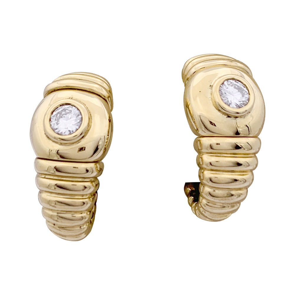 Boucles d'oreilles Fred, or jaune, diamants.