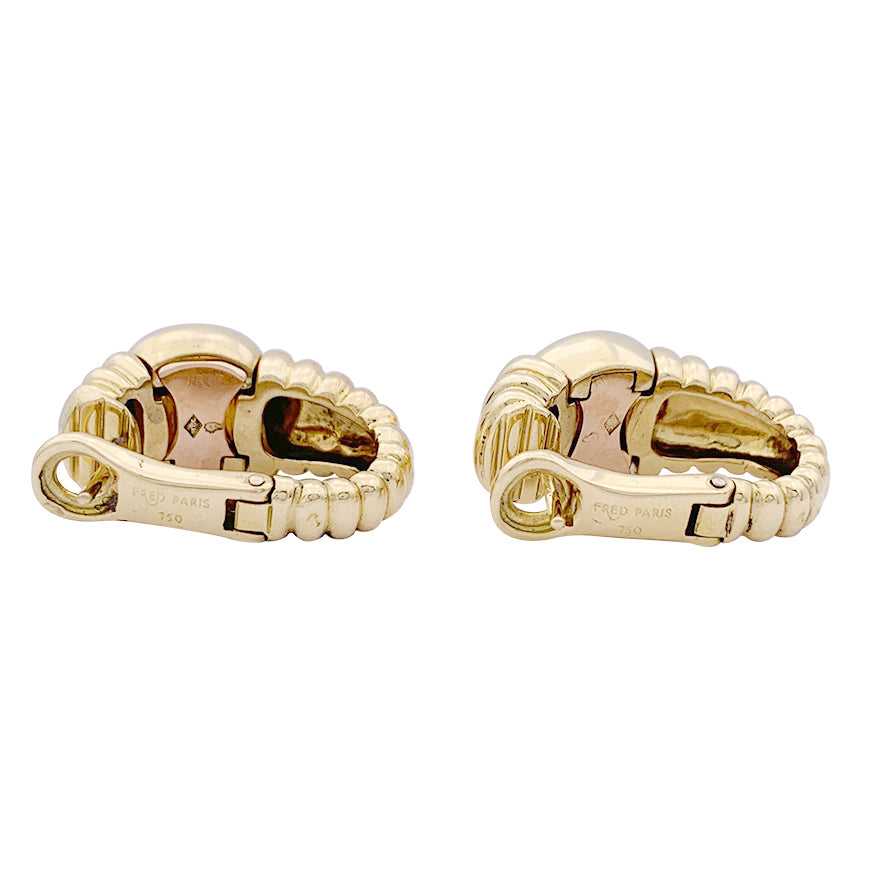 Fred earrings, yellow gold, diamonds.