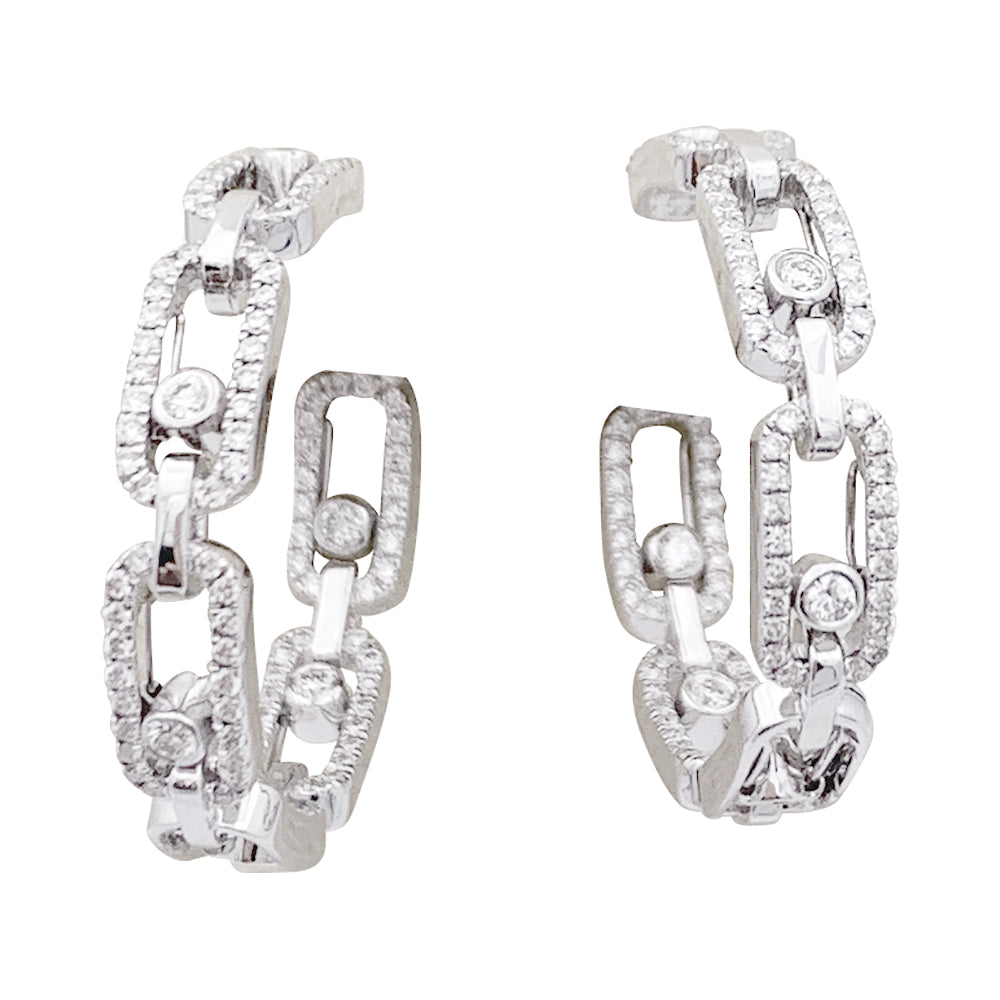 Boucles d'oreilles Messika, "Move Link", or blanc, diamants.