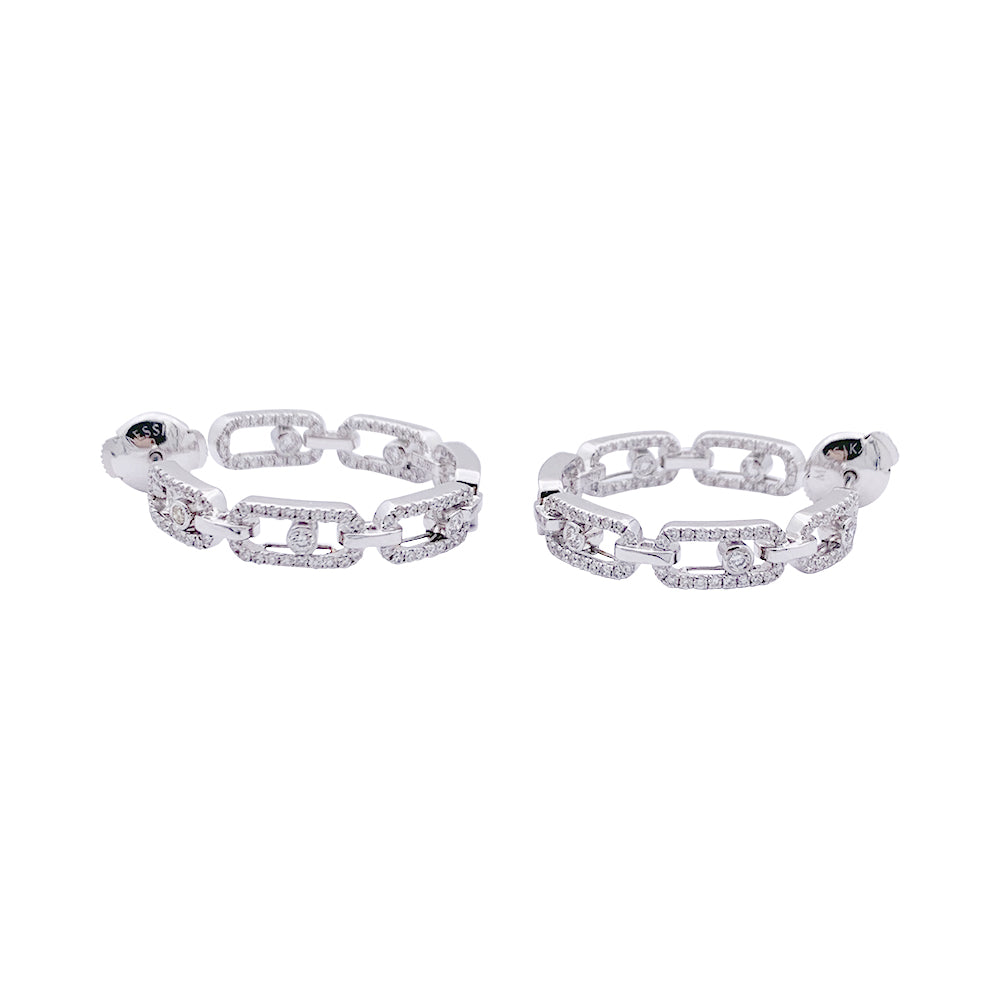 Boucles d'oreilles Messika, "Move Link", or blanc, diamants.