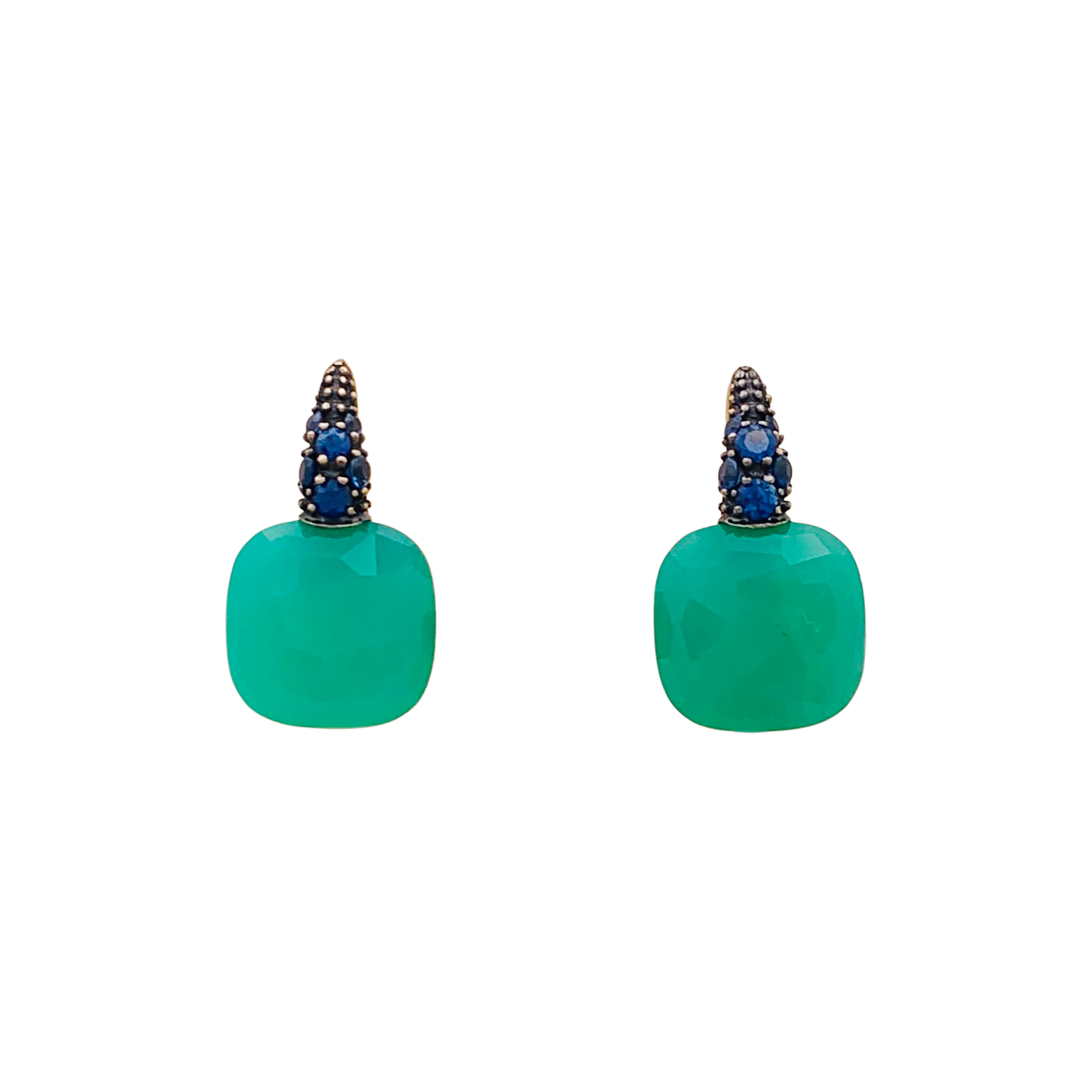 Boucles d'oreilles Pomellato "Capri" or, chrysoprase, saphirs.