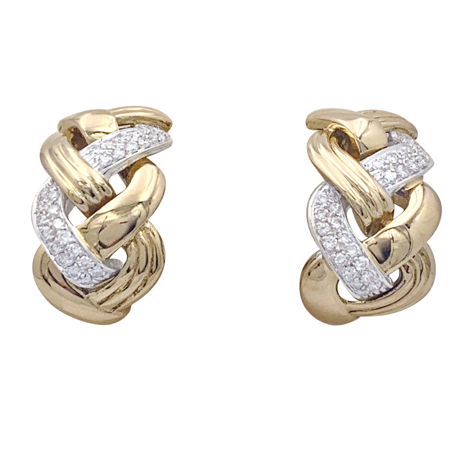 Boucles d'oreilles Repossi "Tresse" or et diamants.