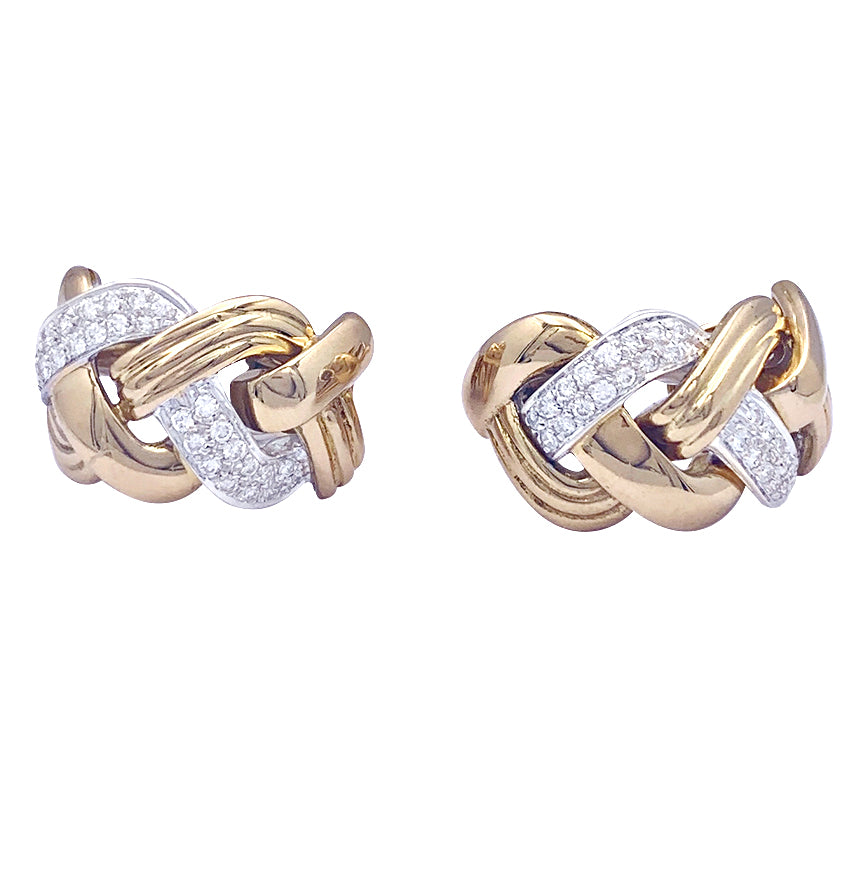 Repossi "Tresse" gold and diamond earrings.