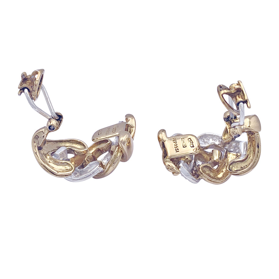 Repossi "Tresse" gold and diamond earrings.