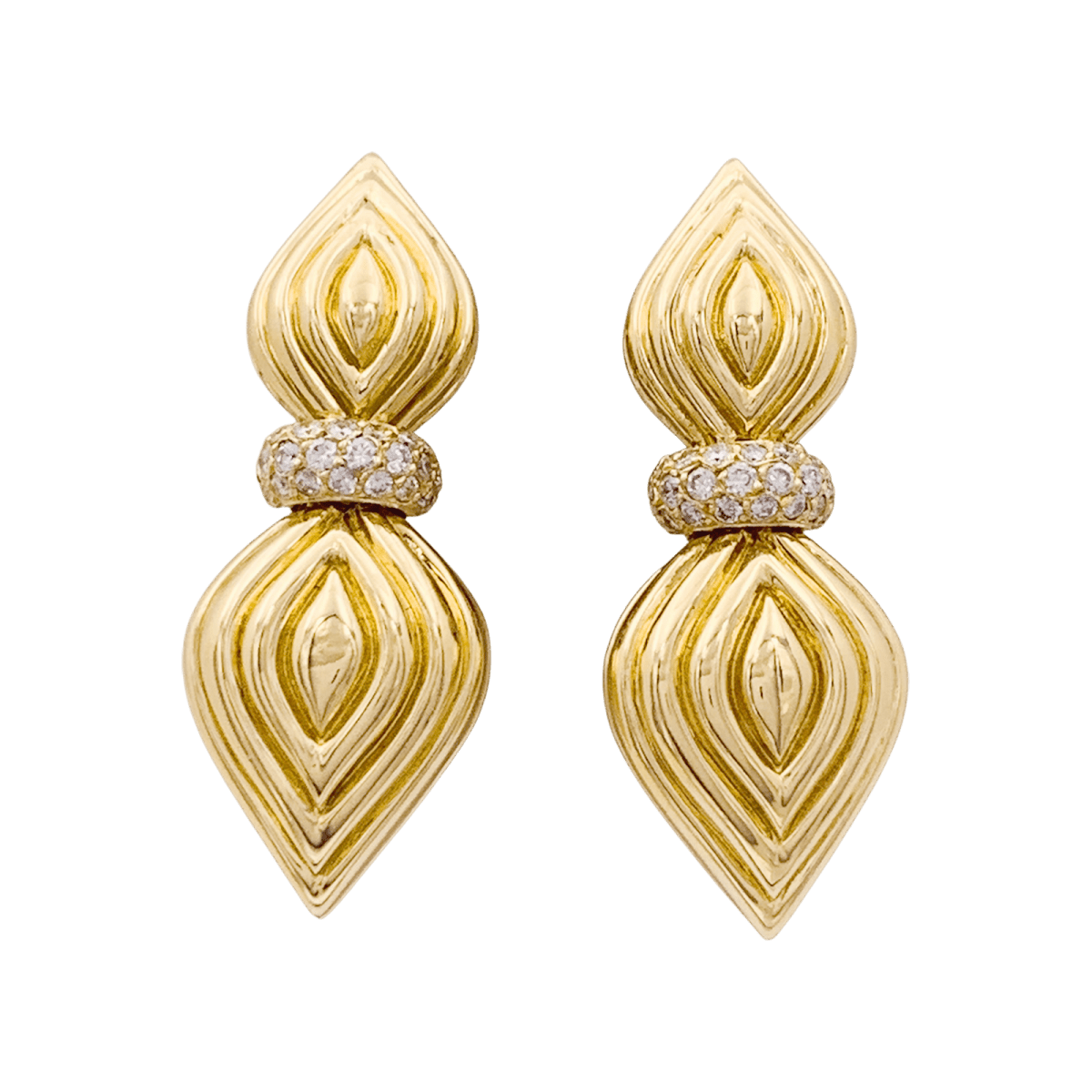 Boucles d'oreilles O.J. PERRIN, or jaune, diamants. - Maison Eloe