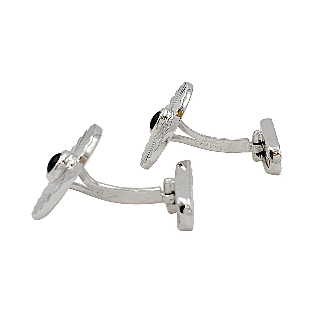 Chaumet cufflinks, white gold, sapphires.