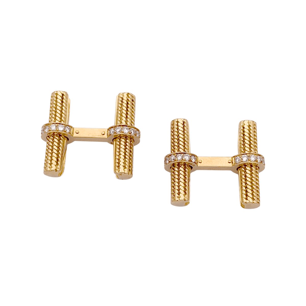 Boutons de manchette VAN CLEEF ET ARPELS, or jaune et diamants. - Maison Eloe