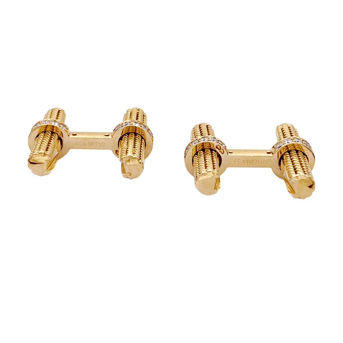 Boutons de manchette VAN CLEEF ET ARPELS, or jaune et diamants. - Maison Eloe