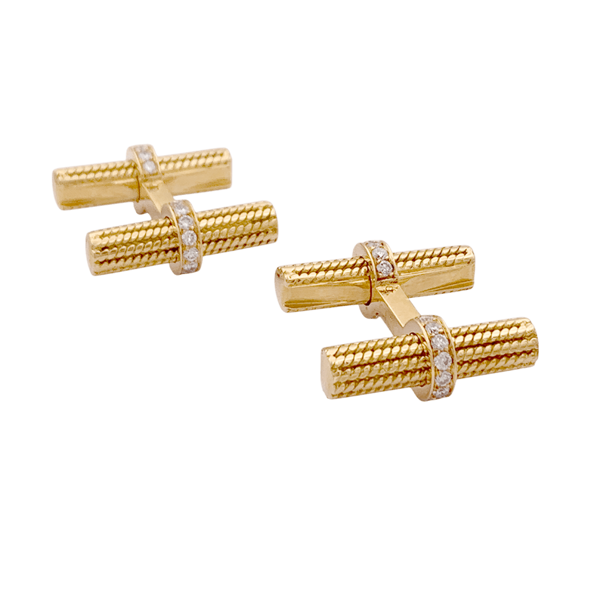 Boutons de manchette VAN CLEEF ET ARPELS, or jaune et diamants. - Maison Eloe