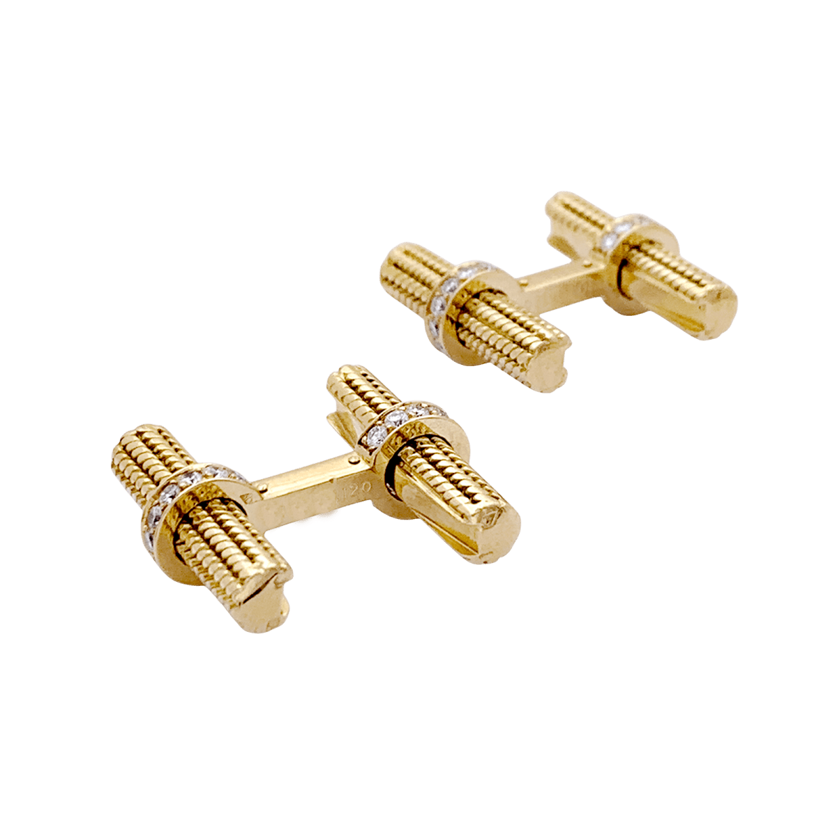 Boutons de manchette VAN CLEEF ET ARPELS, or jaune et diamants. - Maison Eloe