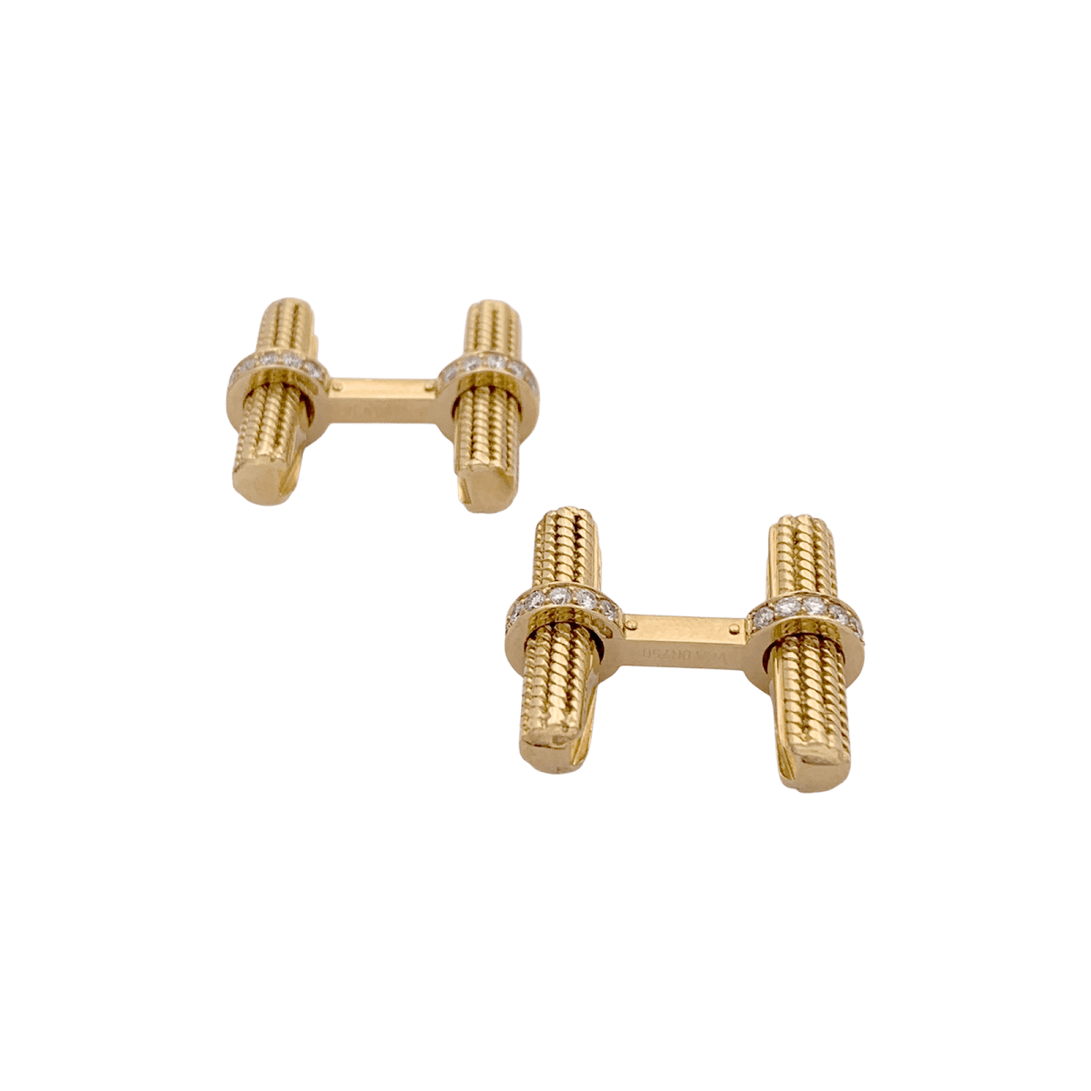 Boutons de manchette VAN CLEEF ET ARPELS, or jaune et diamants. - Maison Eloe