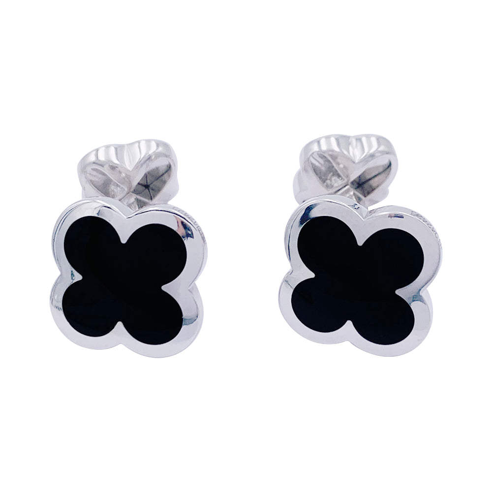 Van Cleef & Arpels cufflinks, "Pure Alhambra", white gold, onyx.