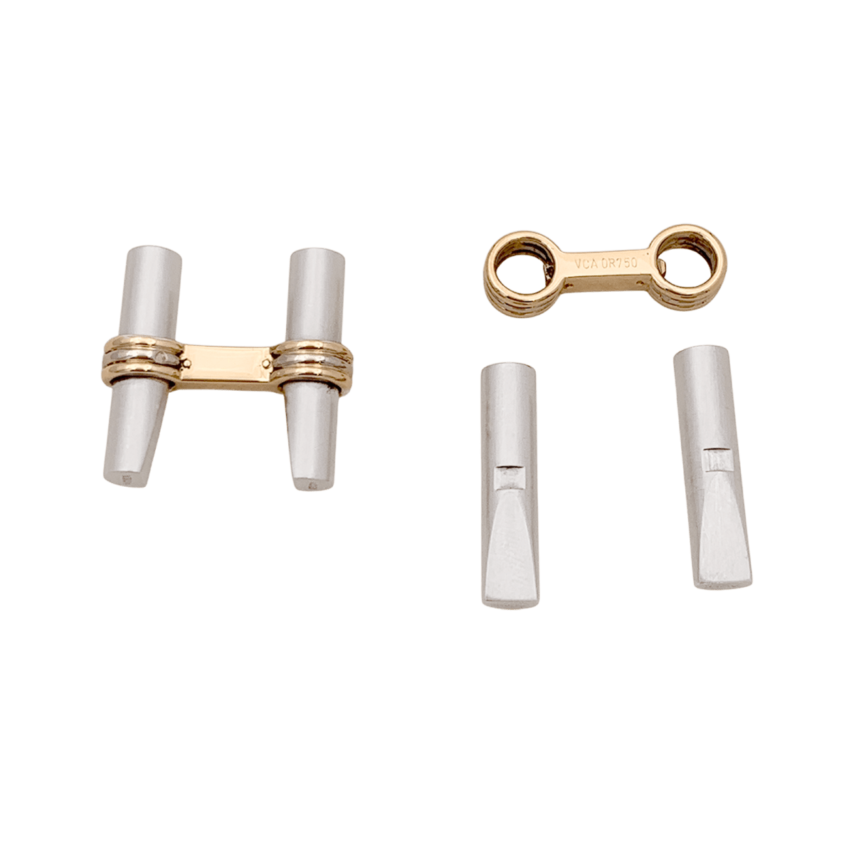 Boutons de manchette Van Cleef & Arpels en or jaune et acier. - Maison Eloe
