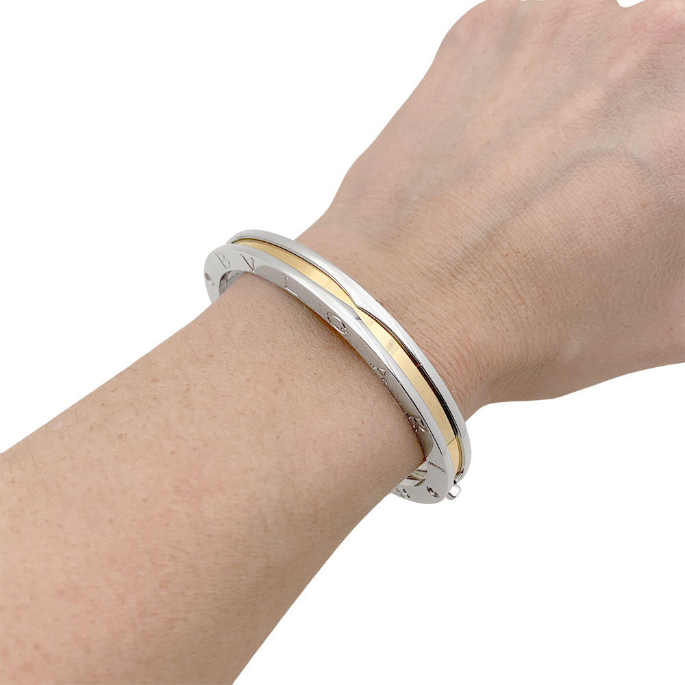 Bracelet Bulgari "BZero1" or, acier.